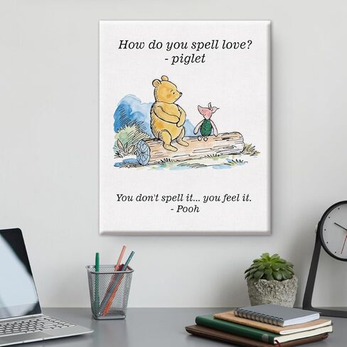Classic Pooh Bear Wall Art Decor How Do You Spell Love Quote Canvas Painting for School Home Nursery Wall Decor 8x10 Inches in Saudi Arabia