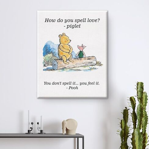 Classic Pooh Bear Wall Art Decor How Do You Spell Love Quote Canvas Painting for School Home Nursery Wall Decor 8x10 Inches in Saudi Arabia