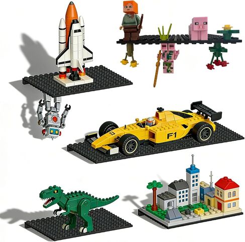 6 Pack Floating Shelves for Wall Compatible with Lego Building Bricks,16x13 Studs for Display and Protect Completed Legos Projects, Dual-Sided Display Shelves for Room Decor,Black in Kuwait