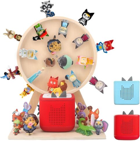 رف Toniebox للحصان الهزاز - منظم تخزين خشبي وعرض لشخصيات Tonies، حامل متوافق مع Toniebox 1 وTonie Box 2، أرفف مغناطيسية (طبيعية، حصان) in Saudi Arabia