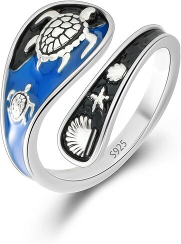 925 Sterling Silver Adjustable Spoon Ring - Vintage Boho Open Finger Jewelry thumb rings for women, Handmade Thumb Ring with Nature Inspired Designs in Saudi Arabia