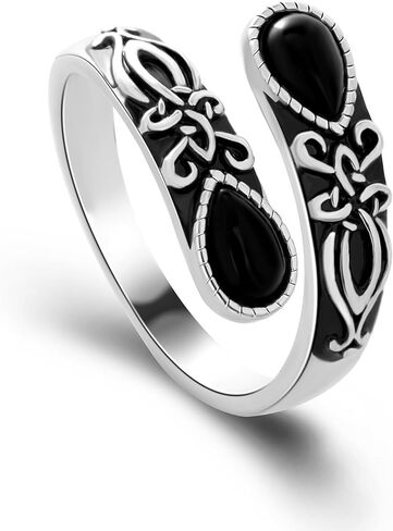 925 Sterling Silver Adjustable Spoon Ring - Vintage Boho Open Finger Jewelry thumb rings for women, Handmade Thumb Ring with Nature Inspired Designs in Saudi Arabia