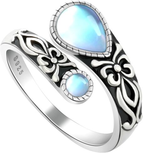925 Sterling Silver Adjustable Spoon Ring - Vintage Boho Open Finger Jewelry thumb rings for women, Handmade Thumb Ring with Nature Inspired Designs in Saudi Arabia