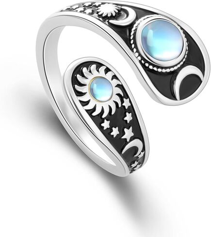 925 Sterling Silver Adjustable Spoon Ring - Vintage Boho Open Finger Jewelry thumb rings for women, Handmade Thumb Ring with Nature Inspired Designs in Saudi Arabia
