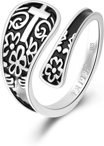 925 Sterling Silver Adjustable Spoon Ring - Vintage Boho Open Finger Jewelry thumb rings for women, Handmade Thumb Ring with Nature Inspired Designs in Saudi Arabia