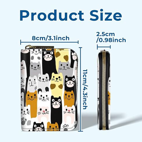 Zipper Wallet for Women, RFID Blocking Credit Card Holder with Accordion Design, Small Compact PU Leather Wallet with Gift Box - Black White Leopard in Kuwait