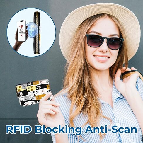 Zipper Wallet for Women, RFID Blocking Credit Card Holder with Accordion Design, Small Compact PU Leather Wallet with Gift Box - Black White Leopard in Kuwait