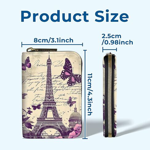 Zipper Wallet for Women, RFID Blocking Credit Card Holder with Accordion Design, Small Compact PU Leather Wallet with Gift Box - Black White Leopard in Saudi Arabia