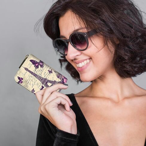 Zipper Wallet for Women, RFID Blocking Credit Card Holder with Accordion Design, Small Compact PU Leather Wallet with Gift Box - Black White Leopard in Saudi Arabia