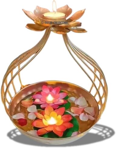 Urli Bowl Candle Holder Diwali Decorative Bowl Floating Flowers And Tea Light Candles Home, Urli Diya Tealight Holder, Golden in Saudi Arabia