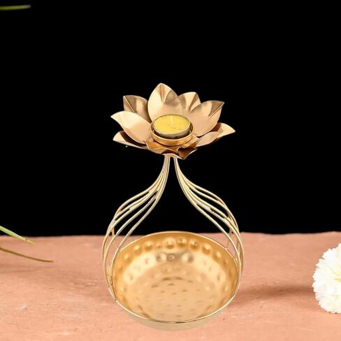 Urli Bowl Candle Holder Diwali Decorative Bowl Floating Flowers And Tea Light Candles Home, Urli Diya Tealight Holder, Golden in Saudi Arabia