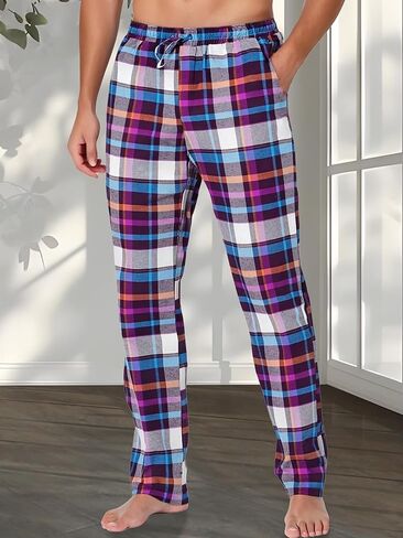 Men's Casual Cotton Slim Fit Pajama Pants for Home Lounge in Saudi Arabia