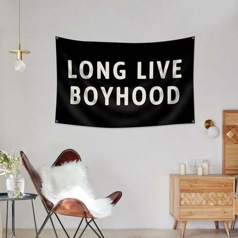 Long Live Boyhood Flag 3 * 5Ft Banner Boy Nursery Decor Wall Hanging Banner Decor for Nursery Playroom Toddler Room Boys Kids Room (Black) in Saudi Arabia