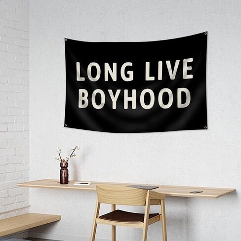 Long Live Boyhood Flag 3 * 5Ft Banner Boy Nursery Decor Wall Hanging Banner Decor for Nursery Playroom Toddler Room Boys Kids Room (Black) in Saudi Arabia