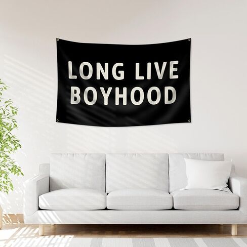 Long Live Boyhood Flag 3 * 5Ft Banner Boy Nursery Decor Wall Hanging Banner Decor for Nursery Playroom Toddler Room Boys Kids Room (Black) in Saudi Arabia