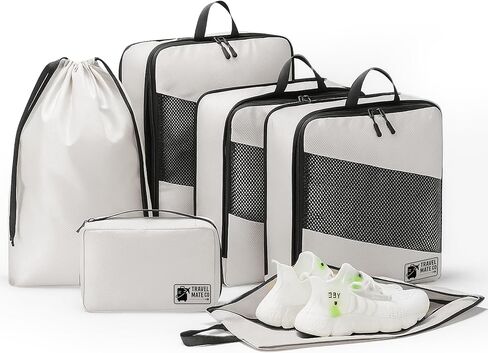 6-Piece Travel Bag Set - 3 Packing Cubes for Travel in Small, Medium & Large - Includes 1 Shoe Bag, 1 Laundry Pouch & 1 Toiletry Organizer - Lightweight & Durable Luggage Organizer Bags in Saudi Arabia