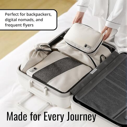 6-Piece Travel Bag Set - 3 Packing Cubes for Travel in Small, Medium & Large - Includes 1 Shoe Bag, 1 Laundry Pouch & 1 Toiletry Organizer - Lightweight & Durable Luggage Organizer Bags in Saudi Arabia
