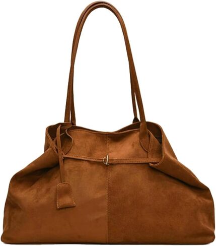Oversized Suede Tote Handbag Elegant Top Handle Purse Fall Winter Satchel Purses for Women Office College Slouchy Hobo Bag in Saudi Arabia