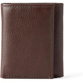 محفظة ثلاثية الطي من الجلد المحبب بالكامل للرجال من Amazon Essentials in Saudi Arabia