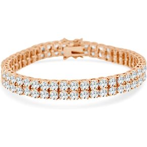 25+ Grams VVS1/D 6.75 Cwt. Simulated Diamond Solitaire Prong Set14K Rose Gold Copper Tone Crystal Clear Premium Zirconia 8mm 2 Row Unisex Tennis Link Bracelet in Kuwait