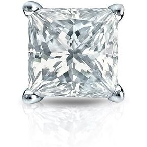 قرط مرصع بالألماس من Diamond Wish من الذهب عيار 14 قيراطًا على شكل أميرة (1/8 إلى 1cttw، O.White، I2-I3) سلة ذات 4 شقوق، ظهر لولبي in Kuwait