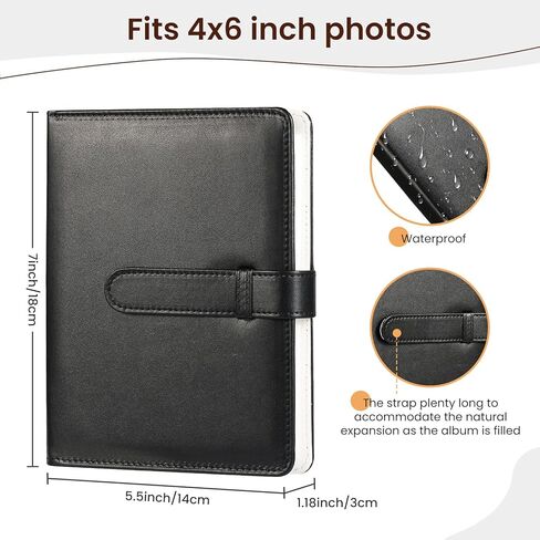 Lifting Photo Album 4x6 with 68 Pockets，Premium Vegan Leather Cover Small Photo Album Book，Mini Picture Album for Family Birthday Anniversary Baby Vacations (Black) in Saudi Arabia