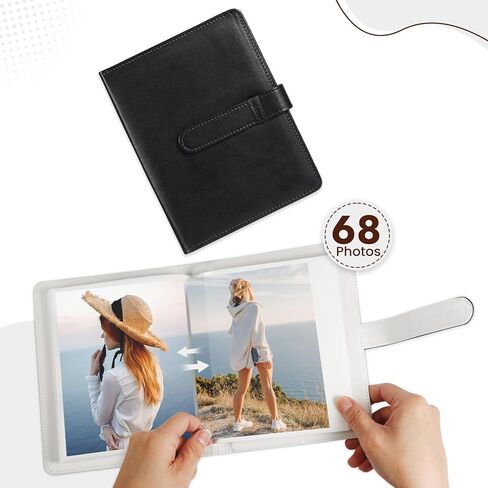 Lifting Photo Album 4x6 with 68 Pockets，Premium Vegan Leather Cover Small Photo Album Book，Mini Picture Album for Family Birthday Anniversary Baby Vacations (Black) in Saudi Arabia