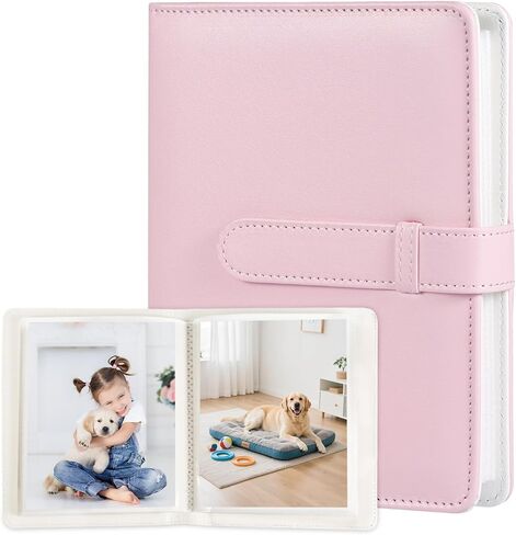 Lifting Photo Album 4x6 with 68 Pockets，Premium Vegan Leather Cover Small Photo Album Book，Mini Picture Album for Family Birthday Anniversary Baby Vacations (Black) in Saudi Arabia