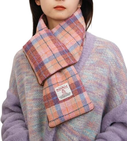 Harris Tweed Tartan Wool Neck Warmer for Women and Men, Handmade Soft Scarf with Plush Lining, Warm Winter Gift in Saudi Arabia