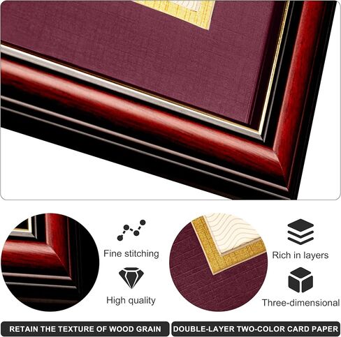 إطار دبلوم MyGradDay مقاس 8.5 × 11 مع حصيرة كستنائية فوق ذهبية أو عرض مستند مقاس 11 × 14 بدون حصيرة، من الخشب الصلب والأكريليك للحماية من الأشعة فوق البنفسجية، إطار شهادة بدرجة الماهوجني in Kuwait