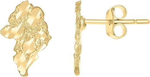 10k Yellow Gold Mens Nugget Stud Earrings in Saudi Arabia