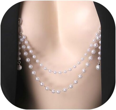 Sexy Pearl Bead Non Piercing Nipple Chain Jewelry Layered Pearl Chest Chain Rave Nipple Body Accessories for Women in Saudi Arabia
