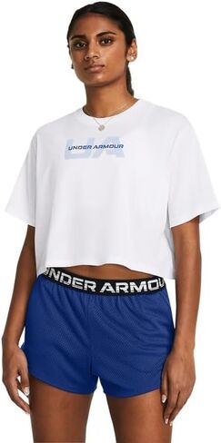 تي شيرت نسائي قصير الأكمام يحمل العلامة التجارية Boxy Crop من Under Armour - سريع الجفاف من LG in Kuwait