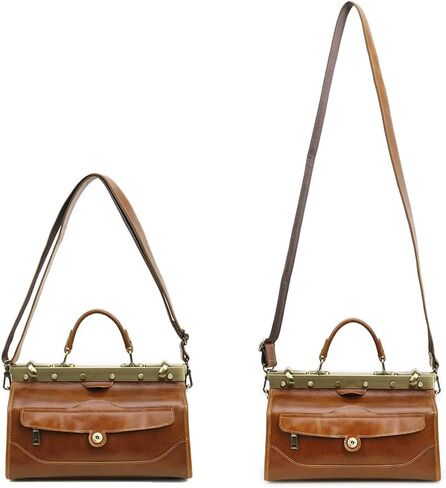 CONTACTS Full Grain Leather Doctor Bag Purse for Women Handbag Small Shoulder Bag Vintage Top Handle Satchel Bag with Metal Clasp Frame in Saudi Arabia