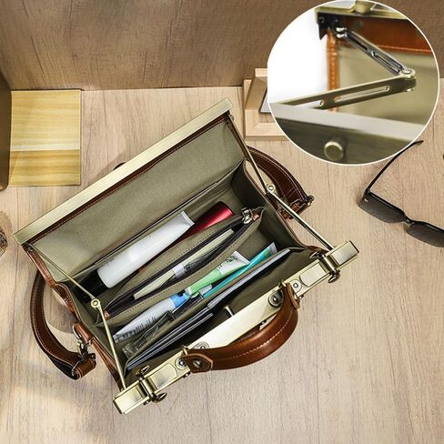CONTACTS Full Grain Leather Doctor Bag Purse for Women Handbag Small Shoulder Bag Vintage Top Handle Satchel Bag with Metal Clasp Frame in Saudi Arabia