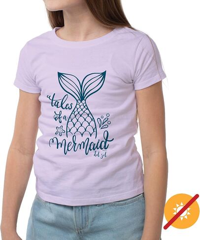 Del Sol Color Changing Youth Girls Crew Tee - Tales of a Mermaid, Lilac, Size YM in Saudi Arabia