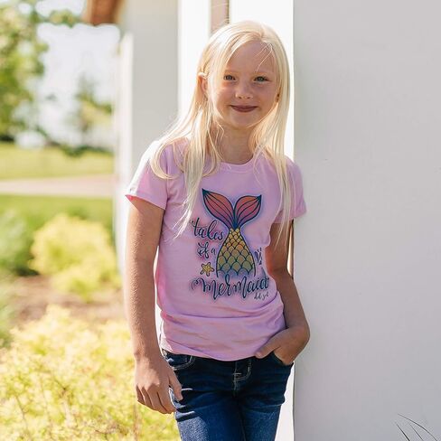 Del Sol Color Changing Youth Girls Crew Tee - Tales of a Mermaid, Lilac, Size YM in Saudi Arabia