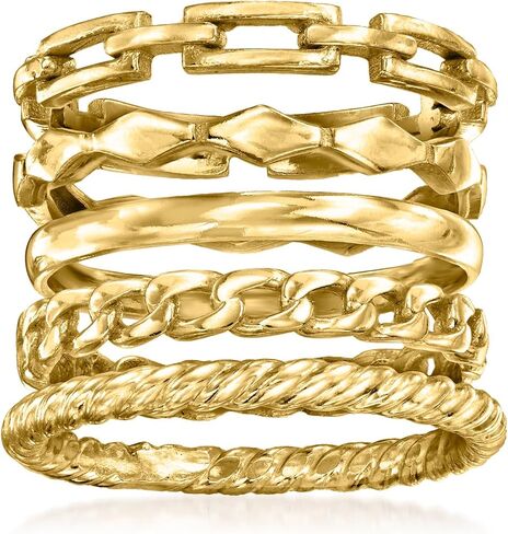 Ross-Simons 18kt Gold Over Sterling Jewelry Set: 5 Stackable Rings in Saudi Arabia