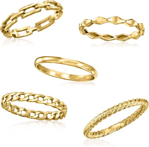 Ross-Simons 18kt Gold Over Sterling Jewelry Set: 5 Stackable Rings in Saudi Arabia