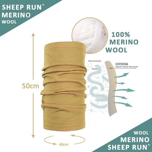 SHEEP RUN 100% Merino Wool Lightweight Wicking Breathable Hiking Unisex Multipurpose Tube Mask Neck Gaiter in Saudi Arabia
