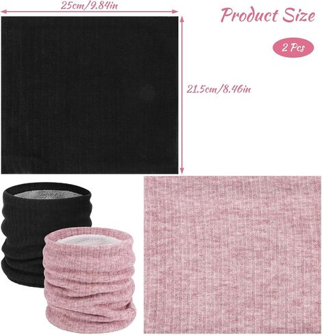 2Pcs Fleece Neck Gaiter, Winter Neck Warmer for Men Women Windproof Thick Face Cover Ski Mask (Pink and Black) in Saudi Arabia