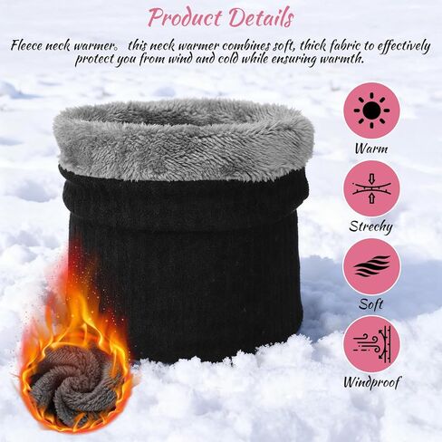 2Pcs Fleece Neck Gaiter, Winter Neck Warmer for Men Women Windproof Thick Face Cover Ski Mask (Pink and Black) in Saudi Arabia