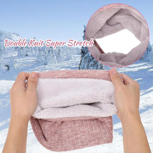 2Pcs Fleece Neck Gaiter, Winter Neck Warmer for Men Women Windproof Thick Face Cover Ski Mask (Pink and Black) in Saudi Arabia