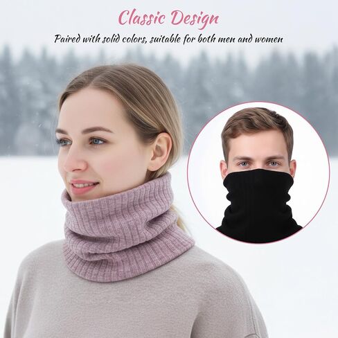2Pcs Fleece Neck Gaiter, Winter Neck Warmer for Men Women Windproof Thick Face Cover Ski Mask (Pink and Black) in Saudi Arabia