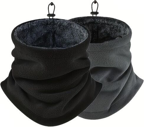 Men & Women Black 2-Pack Warm Neck Gaiter - Outdoor Cold-Weather Soft Scarf for Daily & Sports in Saudi Arabia