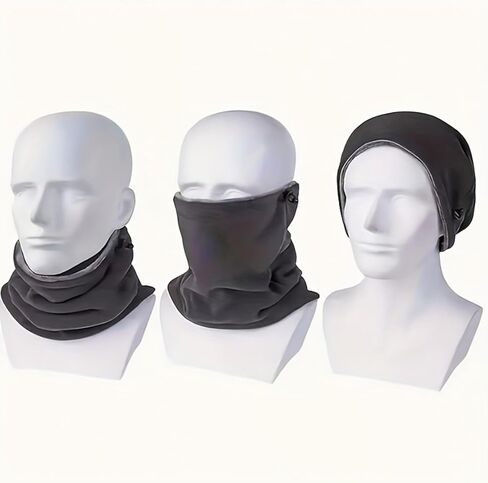 Men & Women Black 2-Pack Warm Neck Gaiter - Outdoor Cold-Weather Soft Scarf for Daily & Sports in Saudi Arabia