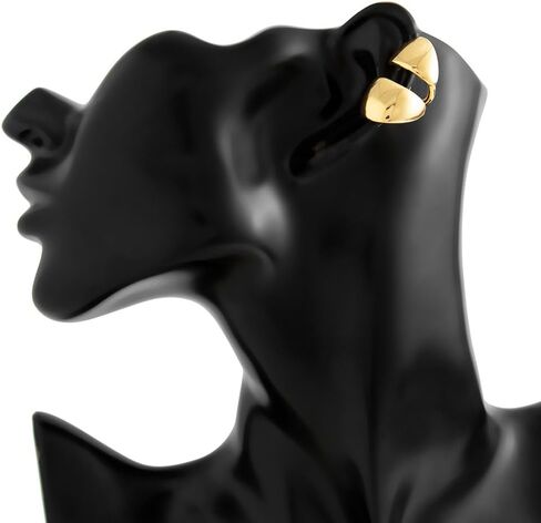 أقراط الأذن الذهبية اللذيذة للنساء، مشبك على شكل سطح أملس هندسي لطيف على الأقراط غير النظامية، إكسسوارات الأذن غير المثقوبة in Saudi Arabia