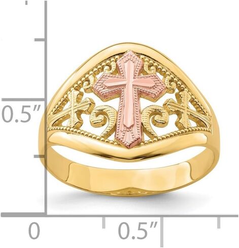 JewelryWeb 10k Solid Gold Two tone Religious Faith Cross Ring Size 7.00-Ring for Women in Saudi Arabia