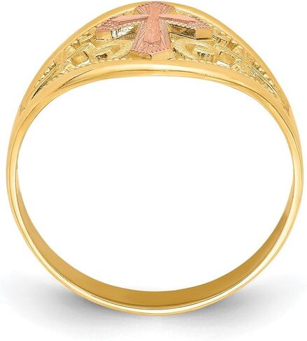 JewelryWeb 10k Solid Gold Two tone Religious Faith Cross Ring Size 7.00-Ring for Women in Saudi Arabia