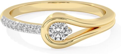 Diamond Rings for Women, Dainty Lab Grown Diamond Ring, Hypoallergenic 14K Gold Vermeil (25x Thicker Than Plated Gold Jewelry) on 925 Sterling Silver Rings, Jewelry Gift Box, 5 Years of Warranty in Kuwait